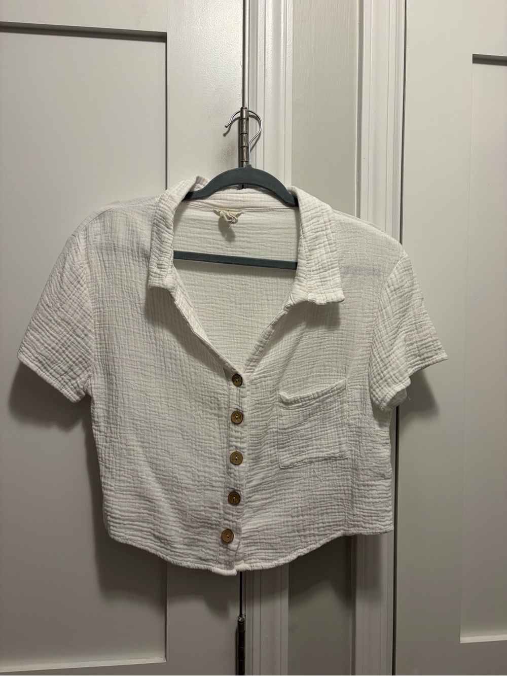 Cropped White Button Shirt